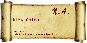 Nika Anina névjegykártya